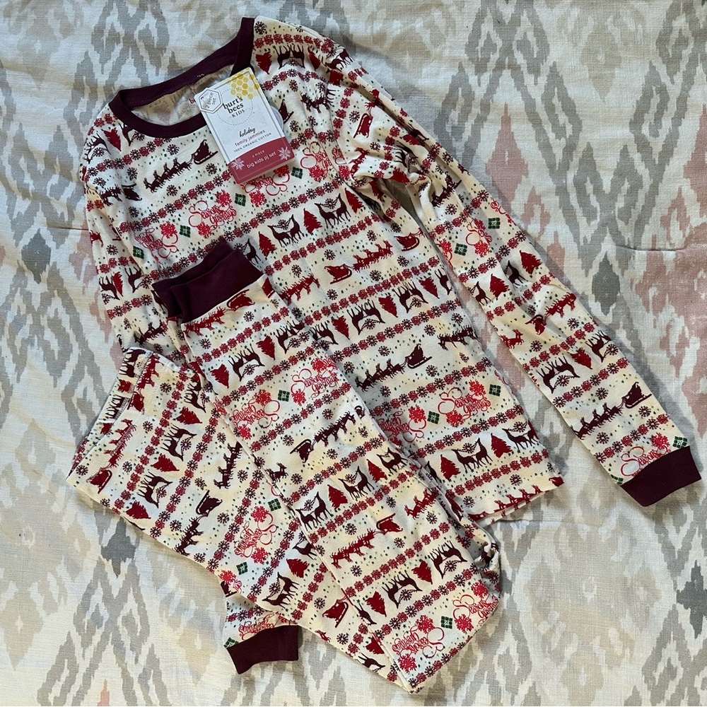 Burt's Bees Kids Pajama Set - Burgundy and Cream